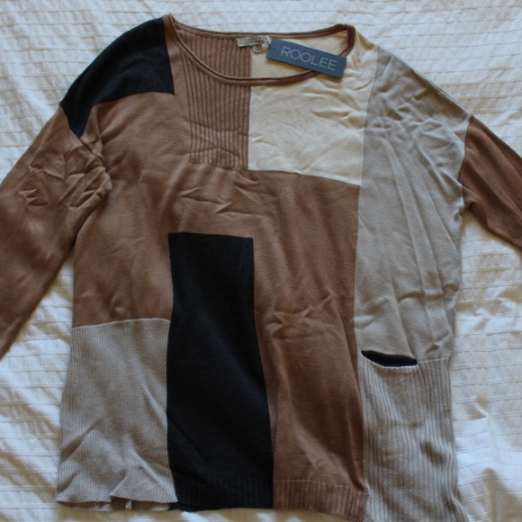 Roolee Sweaters - Roolee Polagram Black/Brown Sweater, Size small